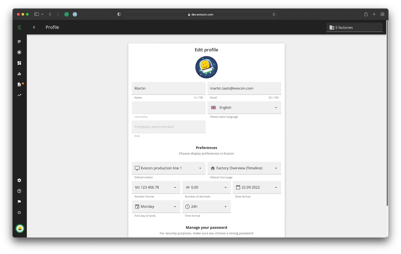 Captura de pantalla: Localización: elegir sus formatos de visualización