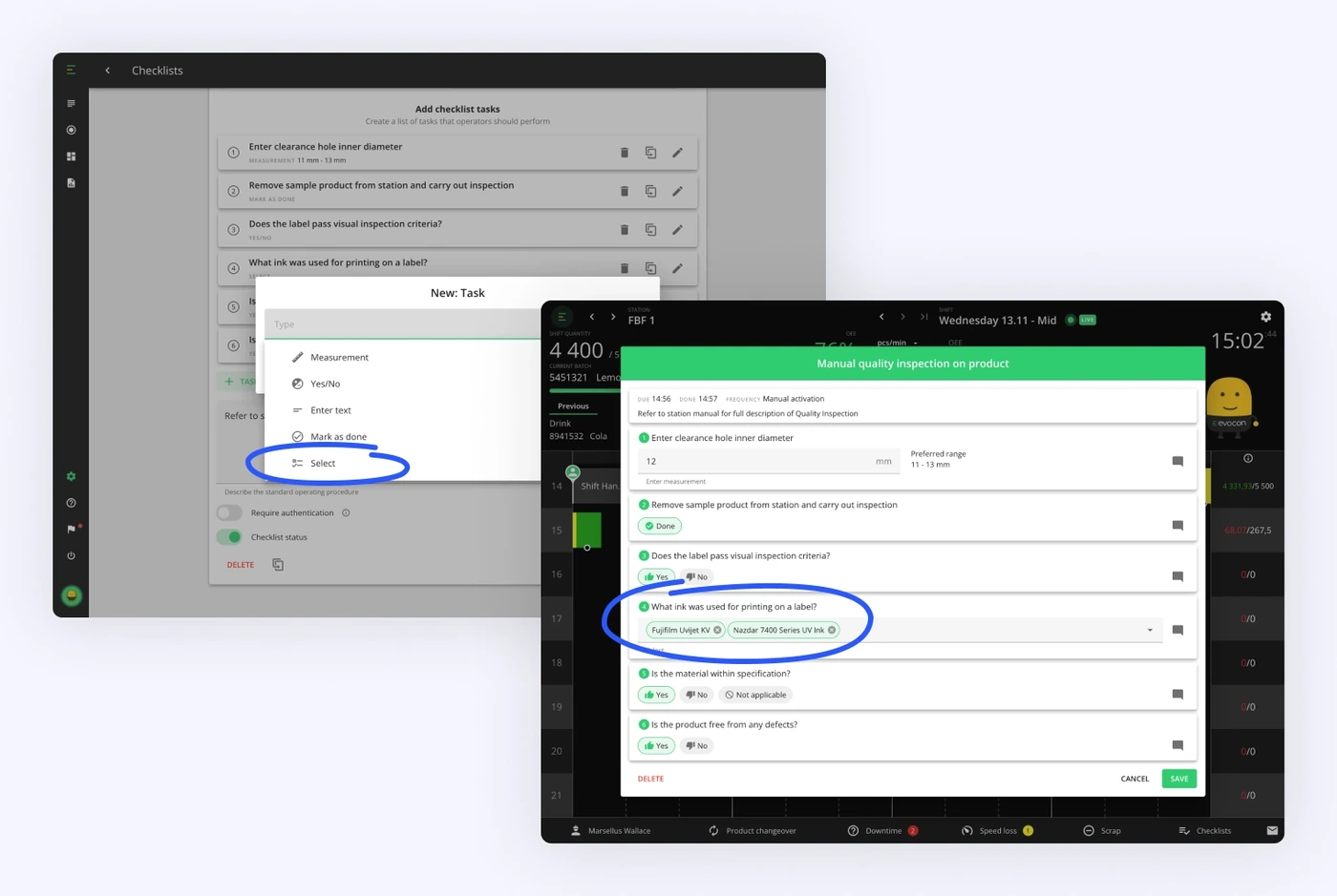 Captura de pantalla: Opción personalizada de selección múltiple para las listas de verificación