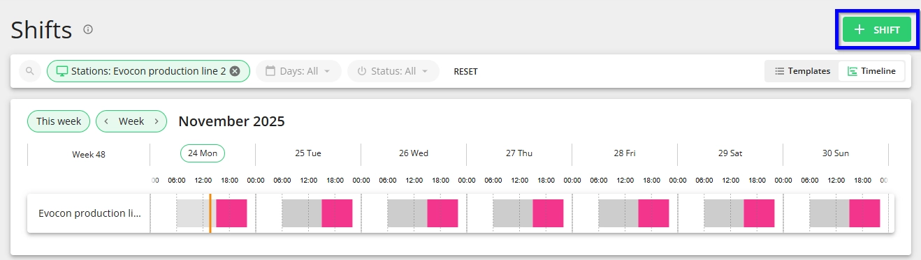 Screenshot: Click on add "+ Shift" button on the right.