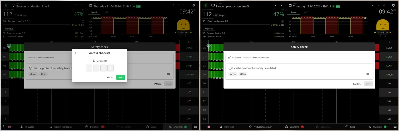 Captura de pantalla: Autenticación de listas de verificación