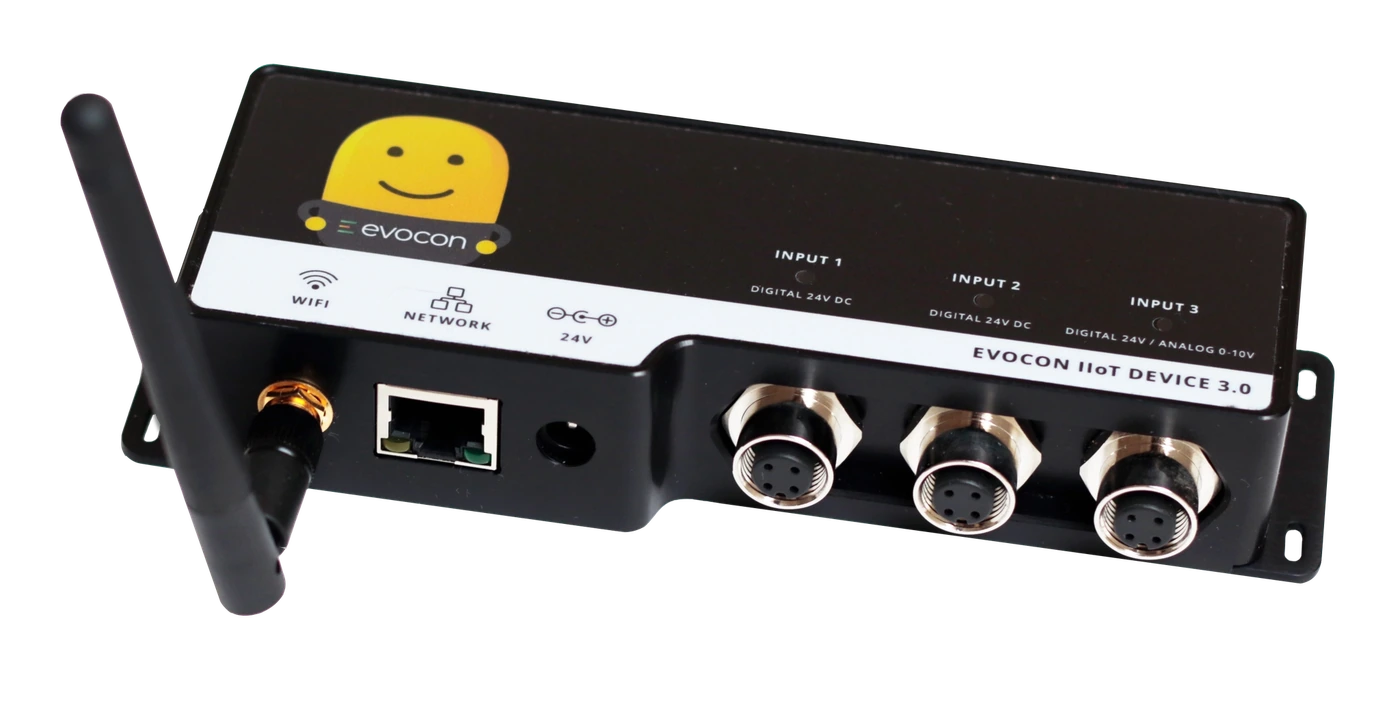 Captura de pantalla: Evocon IIoT Device 3 does not support 5GHz WiFi. For safe operation, the device must be installed in an open location ensuring that no indi